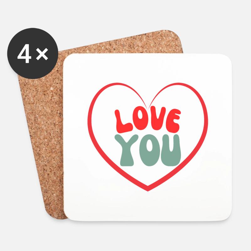 Love you - Untersetzer (4er-Set) - Weiß
