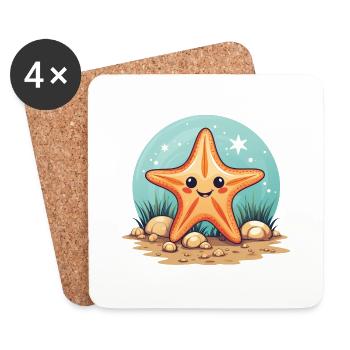 Kindergarten starfish summer holiday sea - Coasters (set of 4) - white - Front