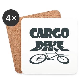 Vélo cargo, vélo cargo, vélo cargo - Dessous de verre (lot de 4) - blanc - Devant