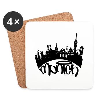 ❤️Love Munich Graffiti Style - Skyline von MUC - Untersetzer (4er-Set) - Weiß - Vorne