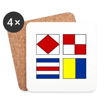 4 drapeaux nautiques - Dessous de verre (lot de 4) - blanc - Devant