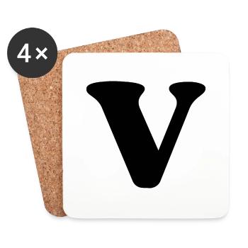Buchstabe v - Untersetzer (4er-Set) - Weiß - Vorne