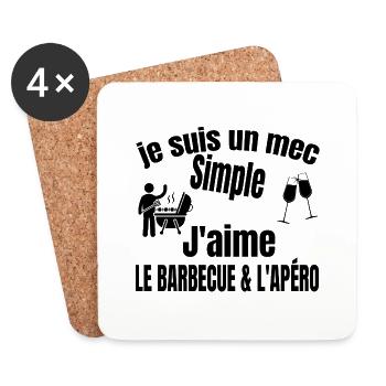 barbecue et apéro - Dessous de verre (lot de 4) - blanc - Devant