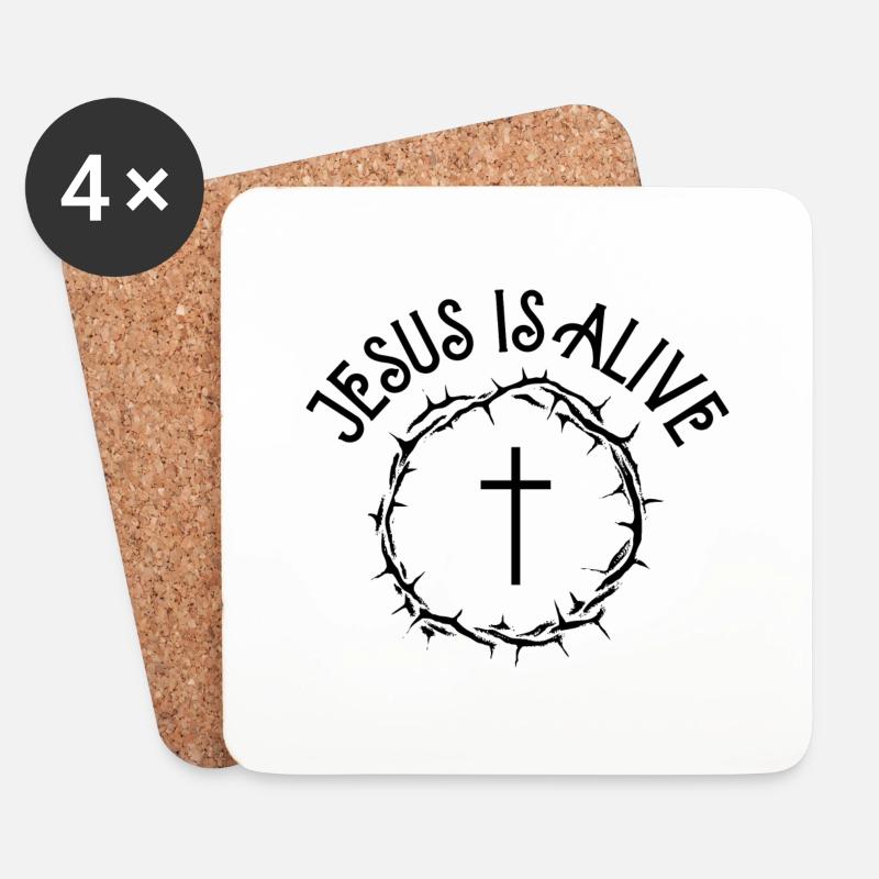 Jesus is alive - Coasters (set of 4) - white