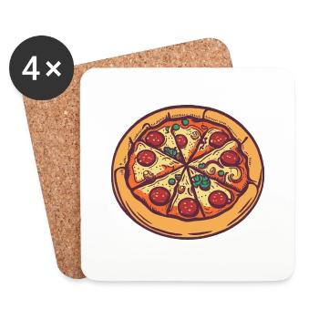 Pizza Pizzabäcker Pizza Essen Geschenkidee - Untersetzer (4er-Set) - Weiß - Vorne