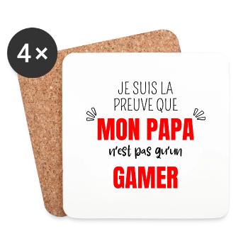 je suis la preuve que papa n’est pas qu’un gamer - Dessous de verre (lot de 4) - blanc - Devant