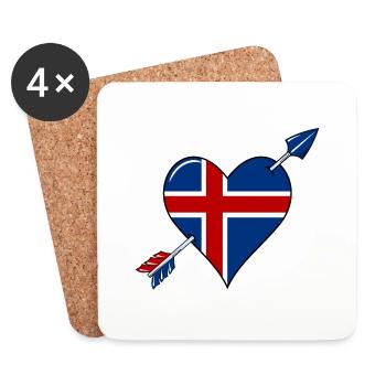Iceland flag heart in love - Coasters (set of 4) - white - Front
