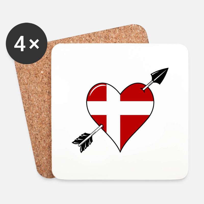 Dänemark Flagge Herz verliebt - Untersetzer (4er-Set) - Weiß
