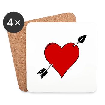 Herz und Pfeil Liebe - Untersetzer (4er-Set) - Weiß - Vorne