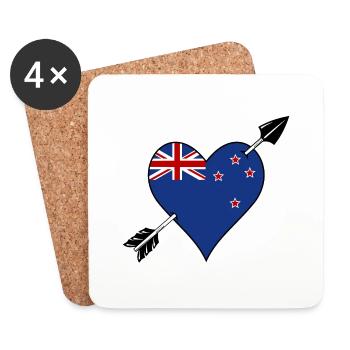 Drapeau néo-zélandais coeur amoureux - Dessous de verre (lot de 4) - blanc - Devant