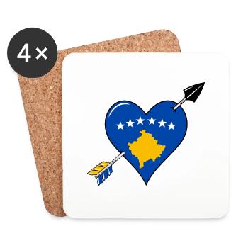 Kosovo Flag Heart Love - Coasters (set of 4) - white - Front
