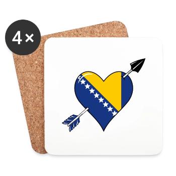 Bosnia flag heart love - Coasters (set of 4) - white - Front