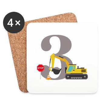 3rd anniversary excavator - Coasters (set of 4) - white - Front