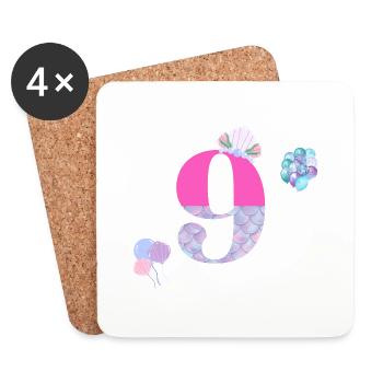 9e anniversaire sirène - Dessous de verre (lot de 4) - blanc - Devant
