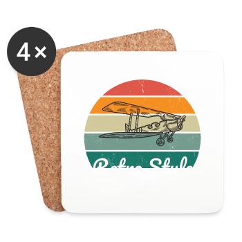 Retro Vibe Flugzeug style - Untersetzer (4er-Set) - Weiß - Vorne