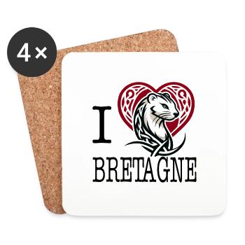 i love bretagne hermine celtique tribale - Dessous de verre (lot de 4) - blanc - Devant