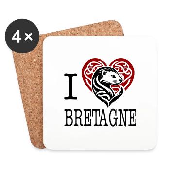 I Love Bretagne Hermine Maline - Coasters (set of 4) - white - Front