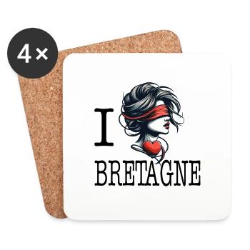 I love Bretagne bretonne amoureuse - Coasters (set of 4) - white - Front