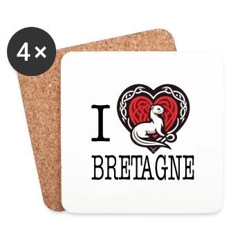 I Love Bretagne Hermine curieuse - Coasters (set of 4) - white - Front
