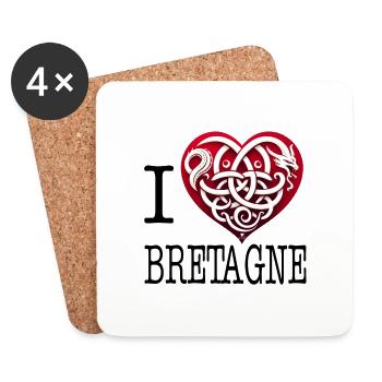 i love bretagne coeur de dragon triskel - Dessous de verre (lot de 4) - blanc - Devant