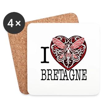 I Love Brittany Celtic Fairy Heart - Coasters (set of 4) - white - Front
