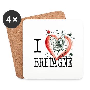 i love bretagne coeur de conte de fée - Dessous de verre (lot de 4) - blanc - Devant