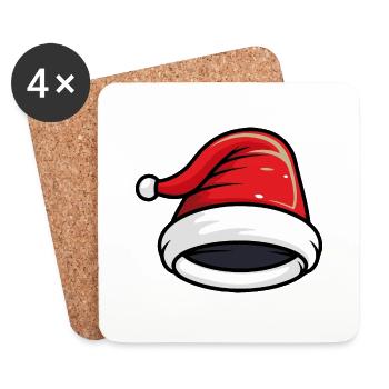 Weihnachtsmann Hut Christmas Mütze - Untersetzer (4er-Set) - Weiß - Vorne