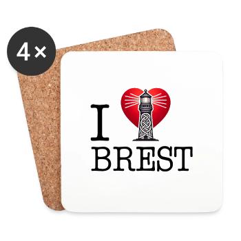 i love Brest by i love bretagne - Dessous de verre (lot de 4) - blanc - Devant