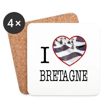 Ich liebe Brittany Heart of Flag - Untersetzer (4er-Set) - Weiß - Vorne