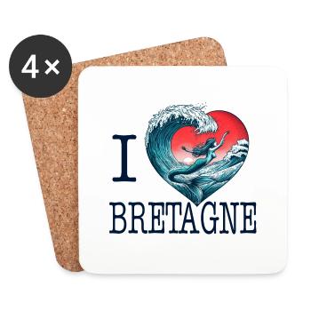 I Love Bretagne Mermaid Wave - Coasters (set of 4) - white - Front