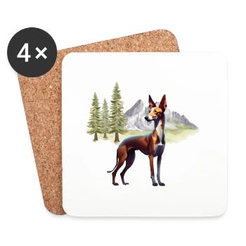 Podenco - Podenko Shirtsmotiv - Untersetzer (4er-Set) - Weiß - Vorne