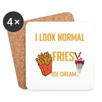 I Look Normal But I Eat Fries With Ice Cream 3 - Coasters (set of 4) - white - Front