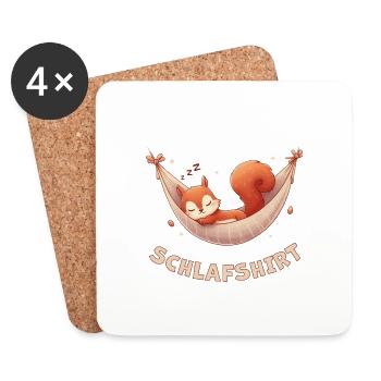 Schlafshirt mit Eichhörnchen - Untersetzer (4er-Set) - Weiß - Vorne