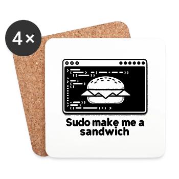 Sudo mach mir ein Sandwich - Untersetzer (4er-Set) - Weiß - Vorne
