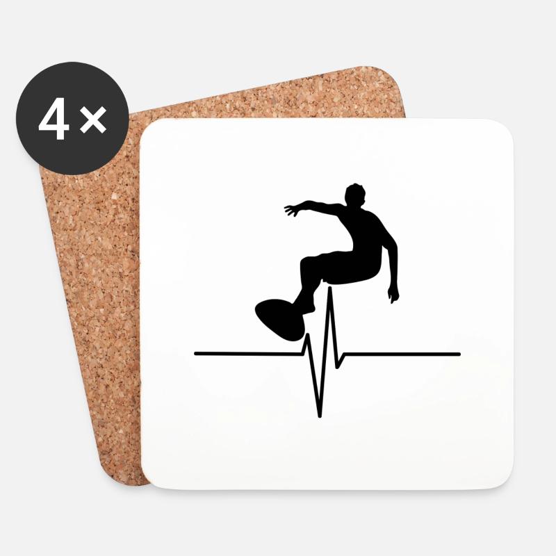Surfen auf der Herzfrequenz - Untersetzer (4er-Set) - Weiß