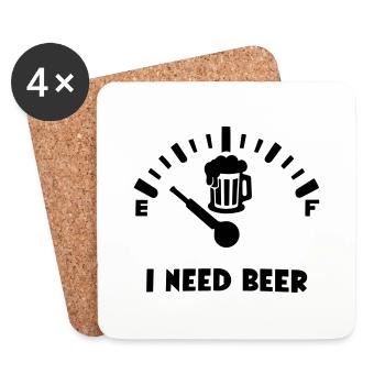 ich brauche Bier - Untersetzer (4er-Set) - Weiß - Vorne