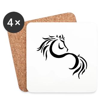 Lustig Pferd Prinzessin Mähne Geschenkidee Tribal - Untersetzer (4er-Set) - Weiß - Vorne