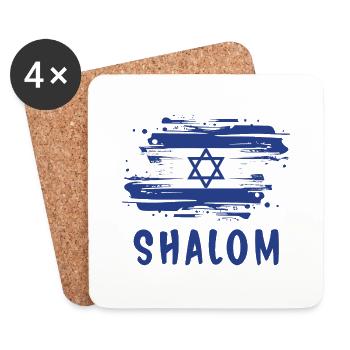 Shalom Israel Flagge - Untersetzer (4er-Set) - Weiß - Vorne