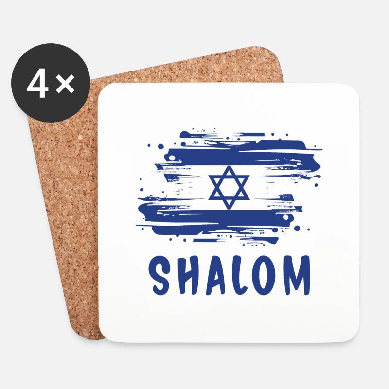Shalom Israel Flagge - Untersetzer (4er-Set) - Weiß
