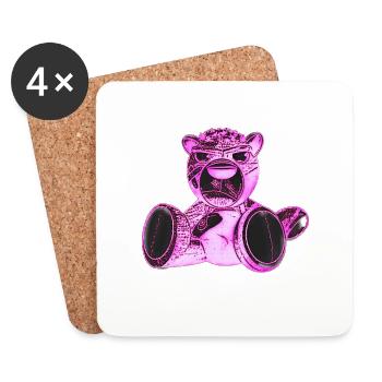 Creepy Teddy Pink - Untersetzer (4er-Set) - Weiß - Vorne