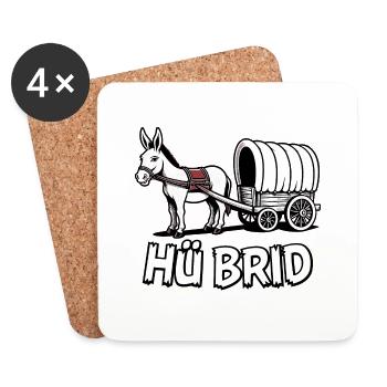 Hü Brid - Lustiges Hybrid Auto - Eselin - Untersetzer (4er-Set) - Weiß - Vorne