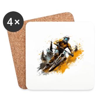 Mountain Biker Design Freestyle Mountain Bike - Coasters (set of 4) - white - Front