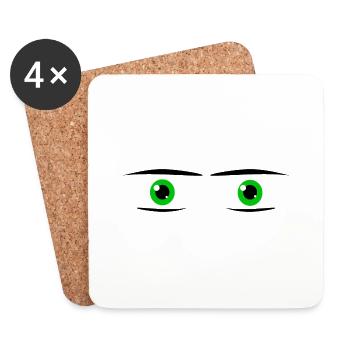 Paire d’yeux verts - Dessous de verre (lot de 4) - blanc - Devant