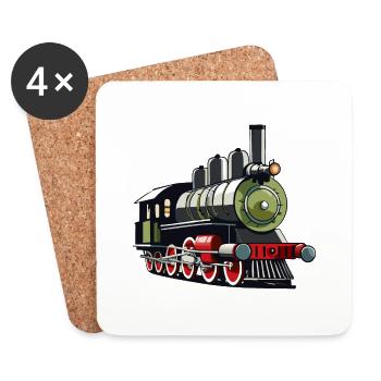 Locomotive à vapeur - Dessous de verre (lot de 4) - blanc - Devant