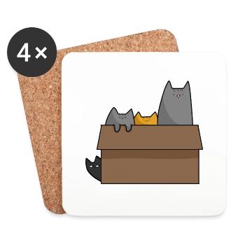 Niedliche Katzen in der Box, Liebeskatzen - Untersetzer (4er-Set) - Weiß - Vorne