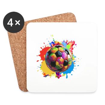 football, graffiti, colorful, painting, splash - Coasters (set of 4) - white - Front