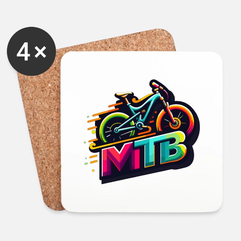 Mountainbike design MTB - dynamisch und bunt - Untersetzer (4er-Set) - Weiß