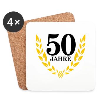 Jubiläum 50 Jahre Lorbeerkranz - Untersetzer (4er-Set) - Weiß - Vorne