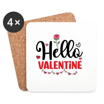 Romantischer Valentinstag Blumenherz Design - Untersetzer (4er-Set) - Weiß - Vorne