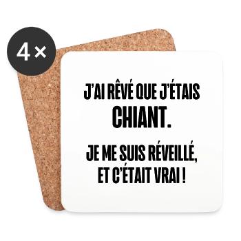 j'ai rêvé que j étais chiant - Dessous de verre (lot de 4) - blanc - Devant